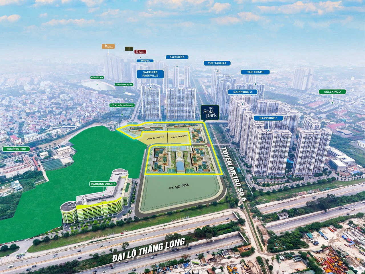 Đường đi đến dự án The Sola Park Imperia Smart City