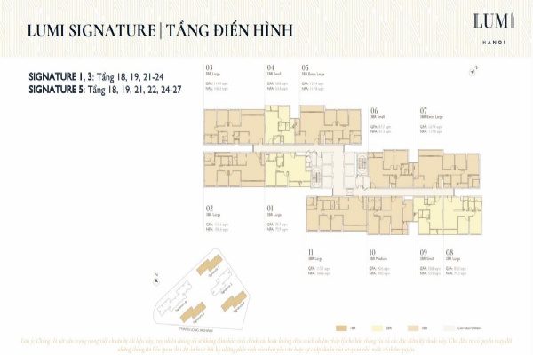 Mặt bằng tầng điển hình chung cư Lumi Hà Nội