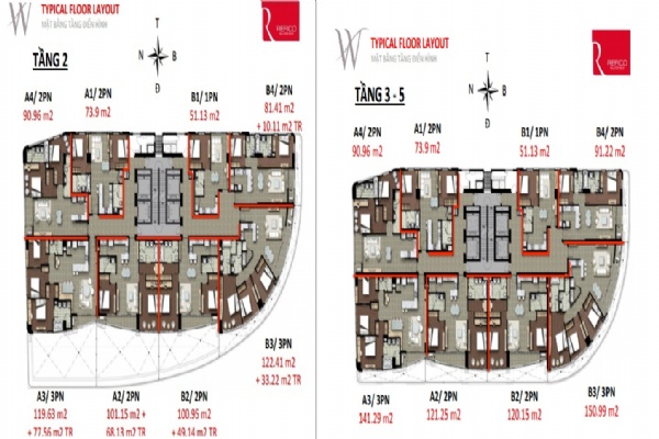 Mặt bằng thiết kế dự án Watermark 395 Lạc Long Quân
