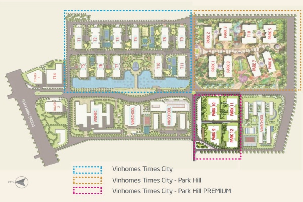 Thiết kế mặt bằng khu đô thị Vinhomes Times City
