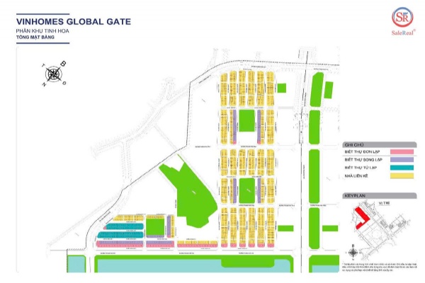 Mặt bằng quy hoạch phân khu Tinh Hoa - Vinhomes Global Gate Đông Anh
