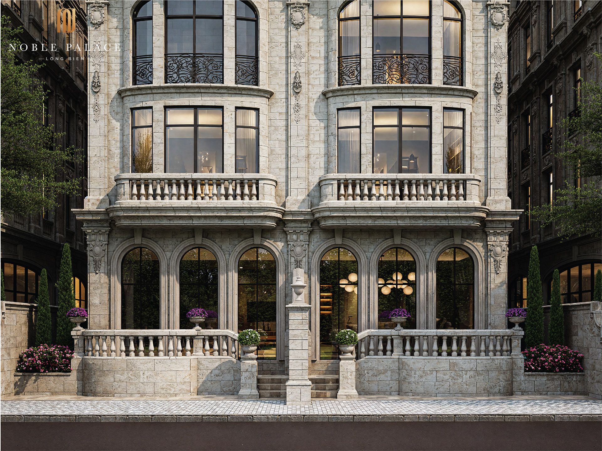 Mua biệt thự song lập chính Tây bàn giao mặt ngoài, sân vườn riêng ARTEMIS Noble Palace Long Biên