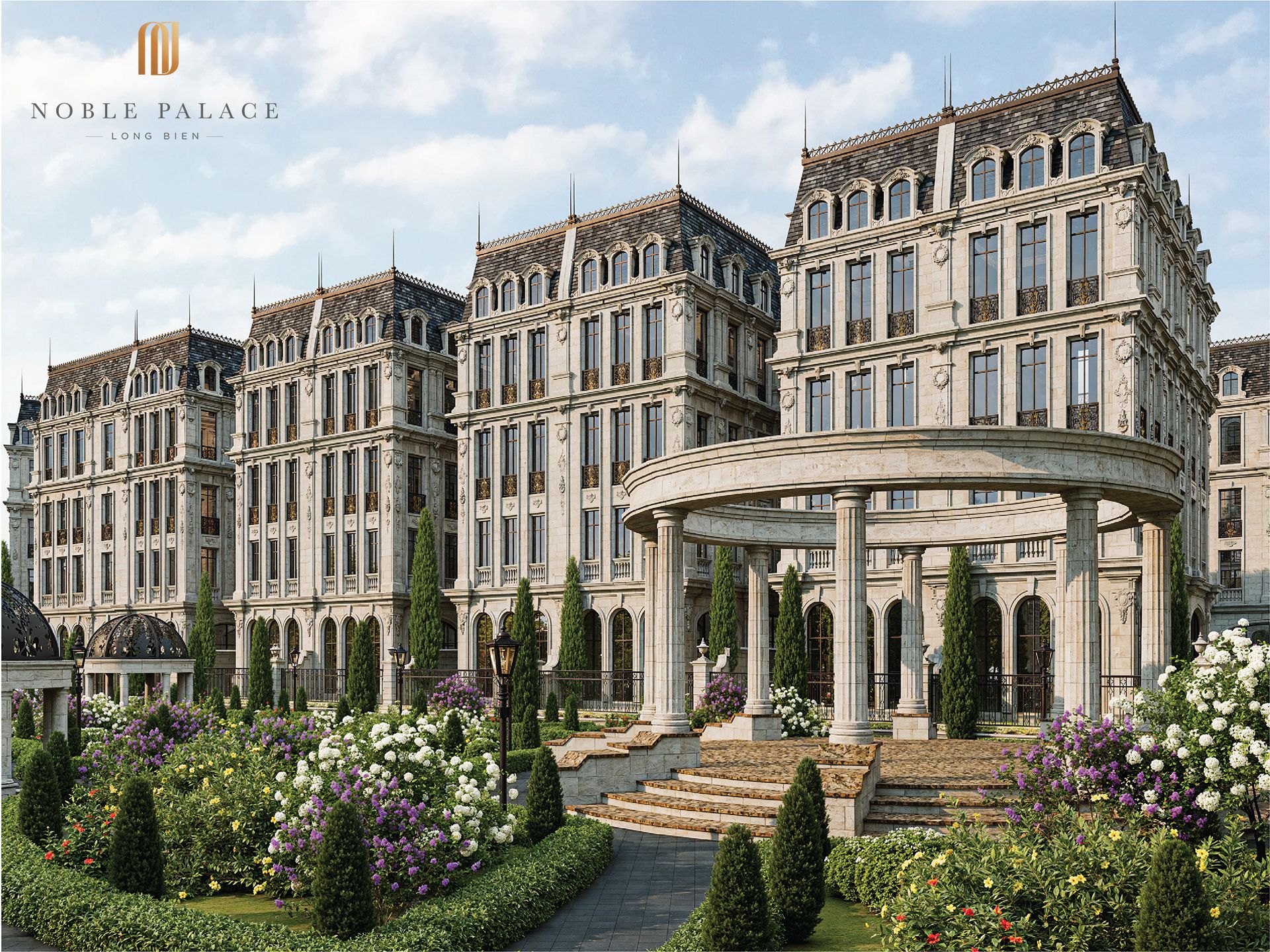 Mua biệt thự song lập Tây Bắc mặt Nguyễn Minh Châu kiến trúc Châu Âu Venus Noble Palace Long Biên