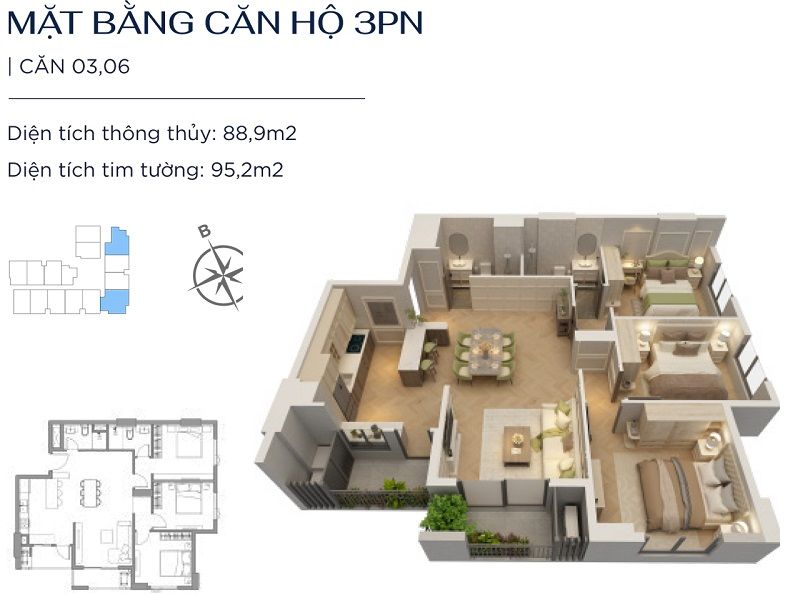 Cần cho thuê căn hộ 3 Phòng Ngủ Heritage Collection – diện tích rộng, nội thất cao cấp, giá tốt