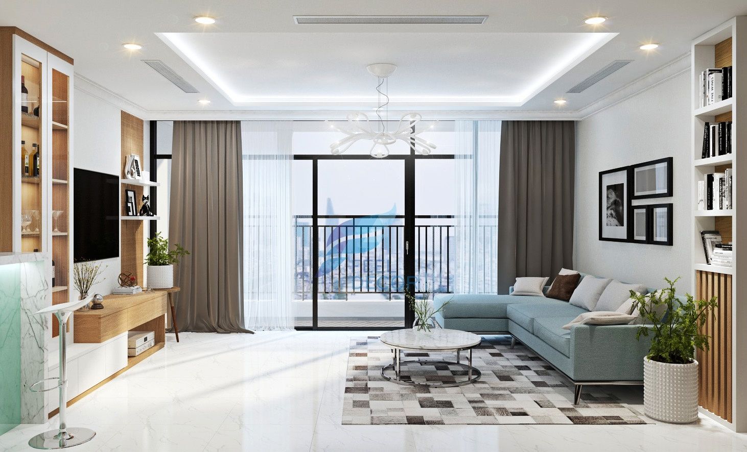 Cho thuê căn hộ 2PN The InterOne Bắc Giang 72m² hướng Đông – Full nội thất, gần quảng trường