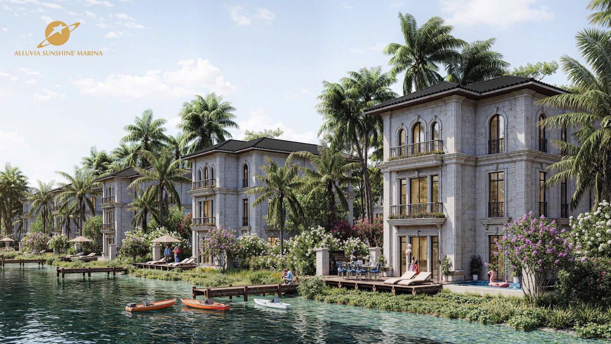 Bán căn góc biệt thự song lập Tây Tứ Trạch sân rộng hoàn thiện mặt ngoài Alluvia Sunshine Marina