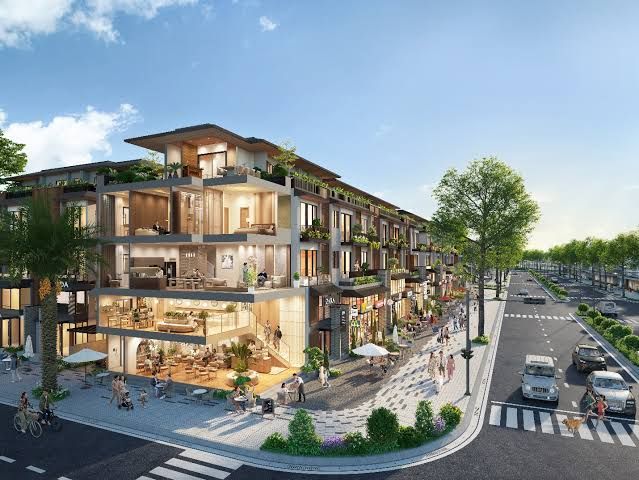 Bán shop thương mại Mipeco Nha Trang hướng Nam xây thô 4 tầng mặt trong kế cận công viên