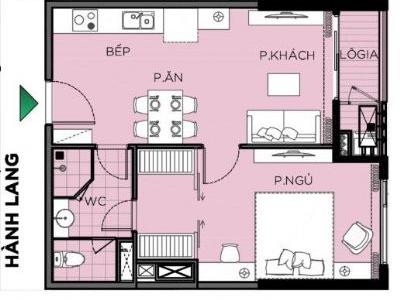 Bán căn hộ chung cư 1PN, 52,2m2, view nội khu cực chill