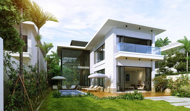 VIP Mua căn góc BT đơn lập Đông Tứ Trạch sân vườn rộng - Bể bơi sau nhà 3 tầng 1 tum Vin Nha Trang