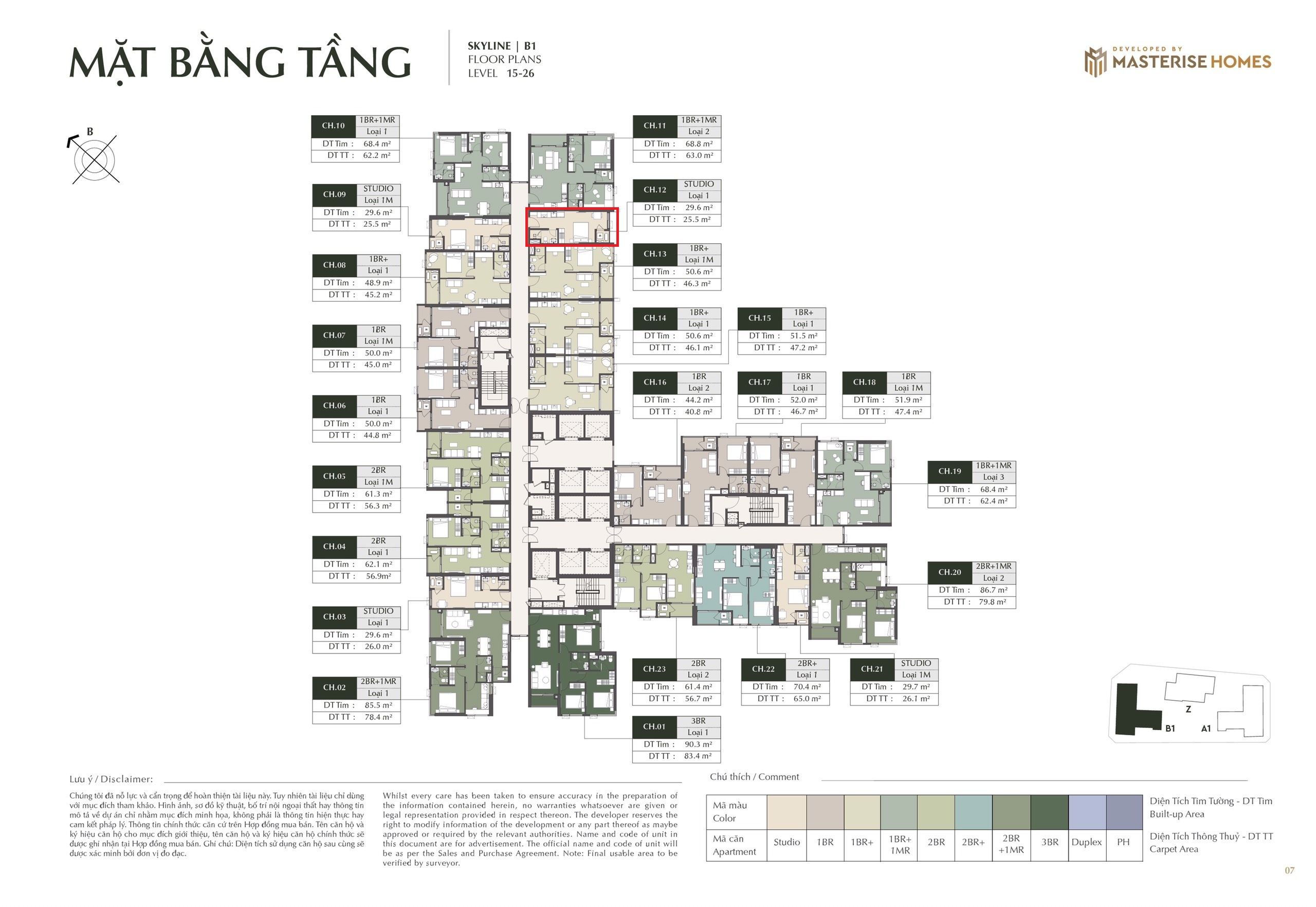 Bán căn hộ Studio Lumière Prime Hills- Hướng Tây Nam- Tầng 21