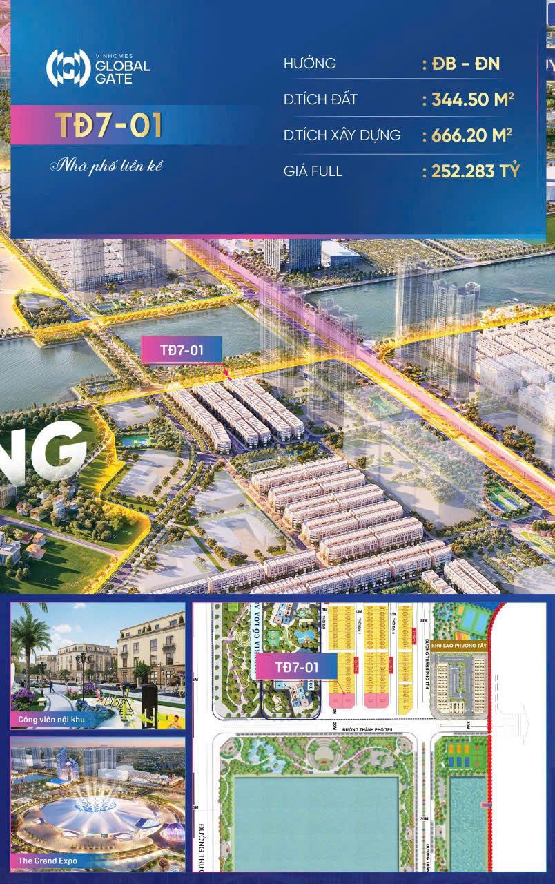 Chuyển nhượng đơn lập Thời Đại 3 mặt tiền khu Thinh Vượng Vinhomes Global Gate Cổ Loa