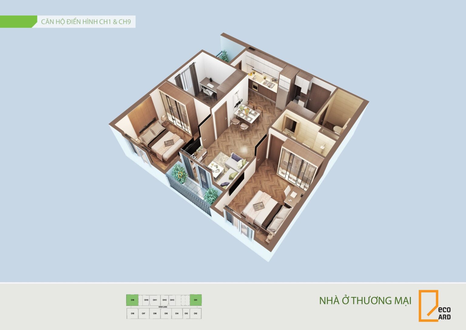 Mặt bằng thiết kế căn hộ chung cư Eco Garden Bắc Giang