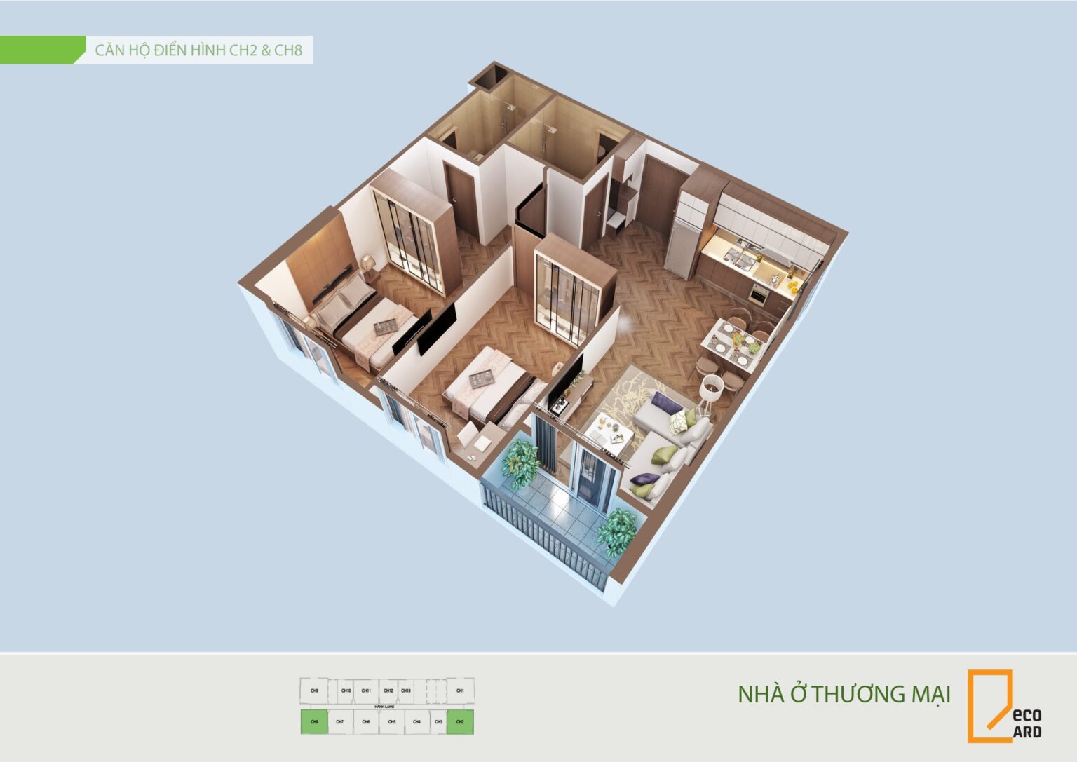 Mặt bằng thiết kế căn hộ chung cư Eco Garden Bắc Giang