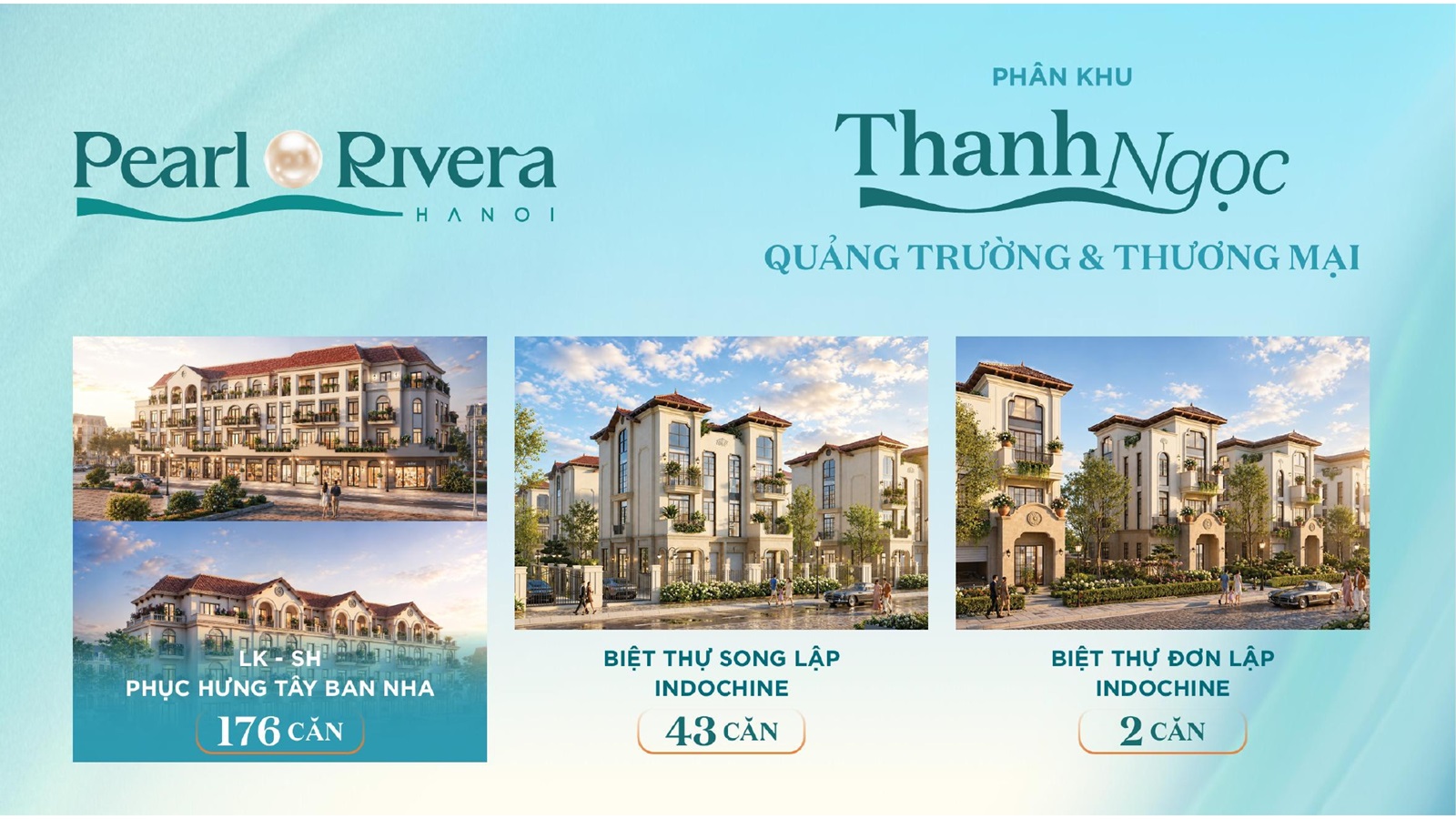 Phân khu Thanh Ngọc Pearl Rivera Hà Nội và tâm điểm quảng trường thương mại