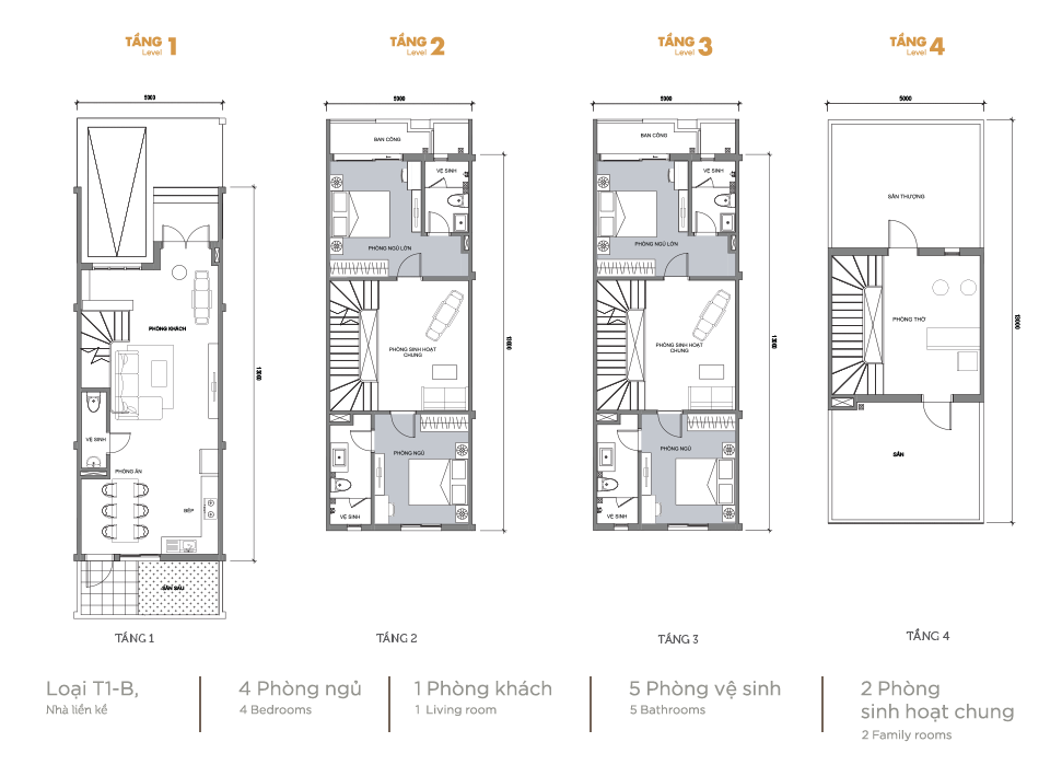 Mặt bằng thiết kế nhà liền kề Vinhomes Thăng Long