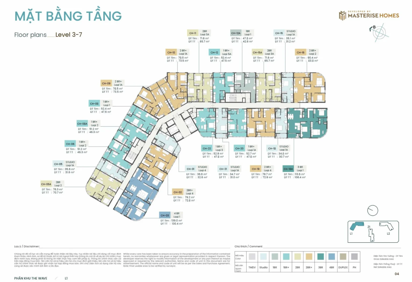 Mặt bằng thiết kế Masteri Grand Coast Ocean Park 2 tối ưu không gian căn hộ
