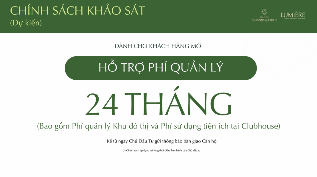 Chính sách bán hàng Lumiere Hanoi Seasons Garden Nguyễn Trãi