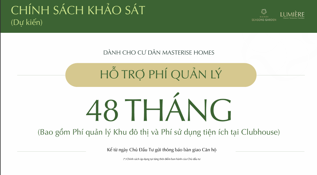 Chính sách bán hàng Lumiere Hanoi Seasons Garden Nguyễn Trãi