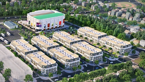 Phối cảnh Vincom Shophouse Cẩm Phả nhìn từ xa.