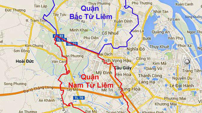 Vị trí Quận Bắc Từ Liêm
