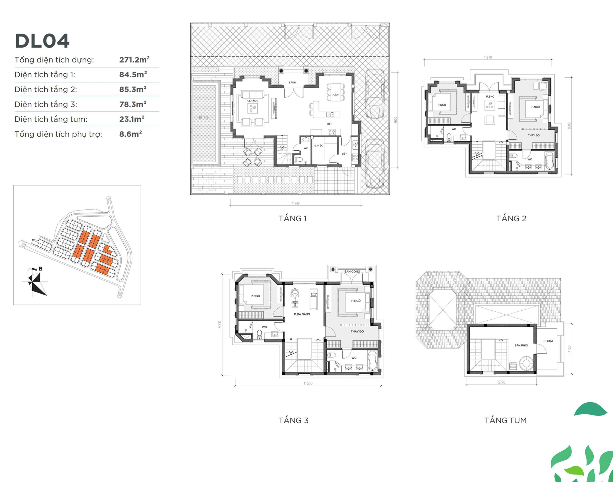 Thiết kế mặt bằng các sản phẩm chính tại Vinhomes Green Villas
