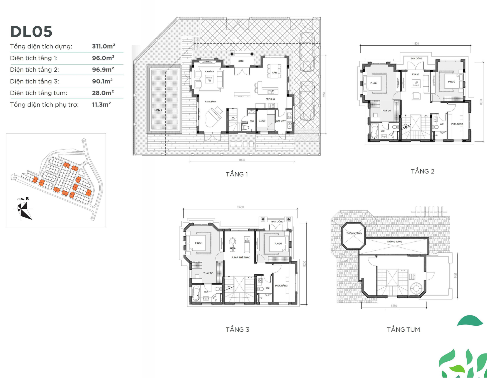 Thiết kế mặt bằng các sản phẩm chính tại Vinhomes Green Villas