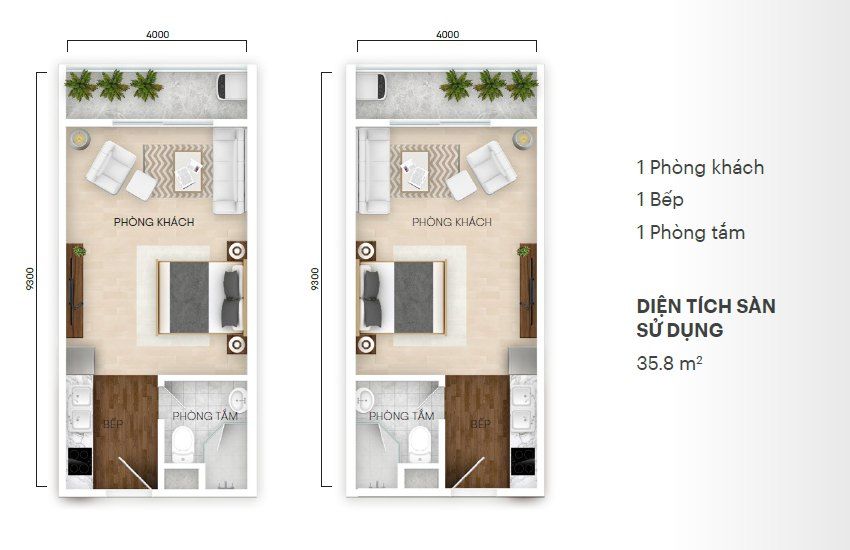 Mặt bằng căn Studio Central Residence Gamuda Yên Sở 