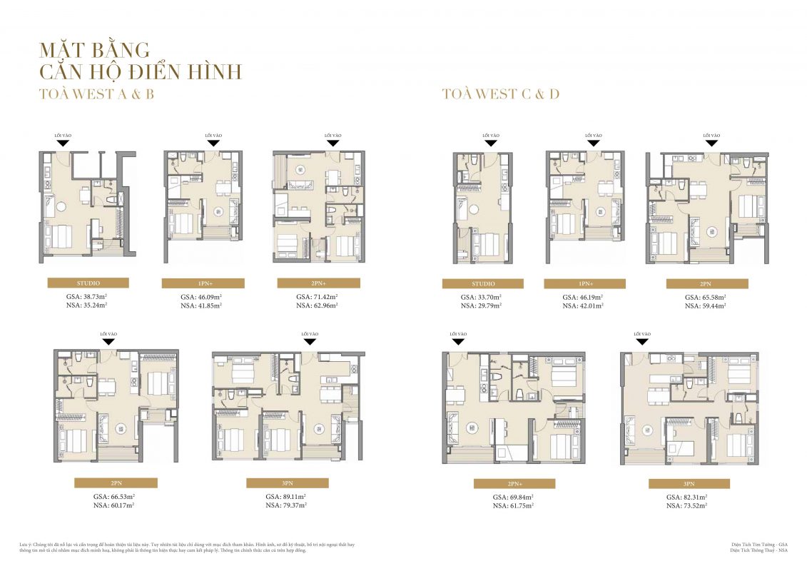 Các loại hình sản phẩm Masteri West Heights