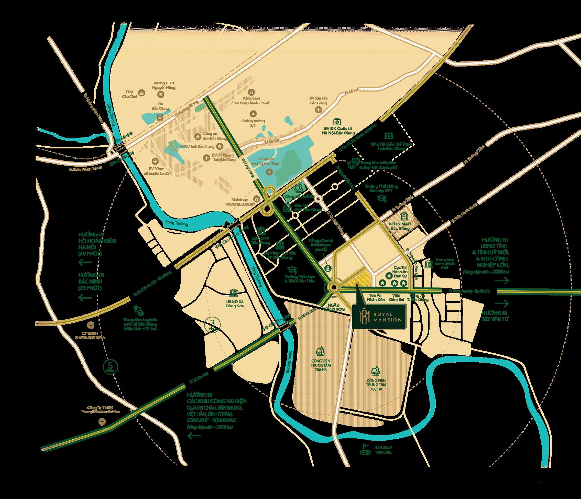 Vị trí Royal Mansion hội tụ giá trị trung tâm kiến tạo chuẩn sống mới tại Bắc Giang