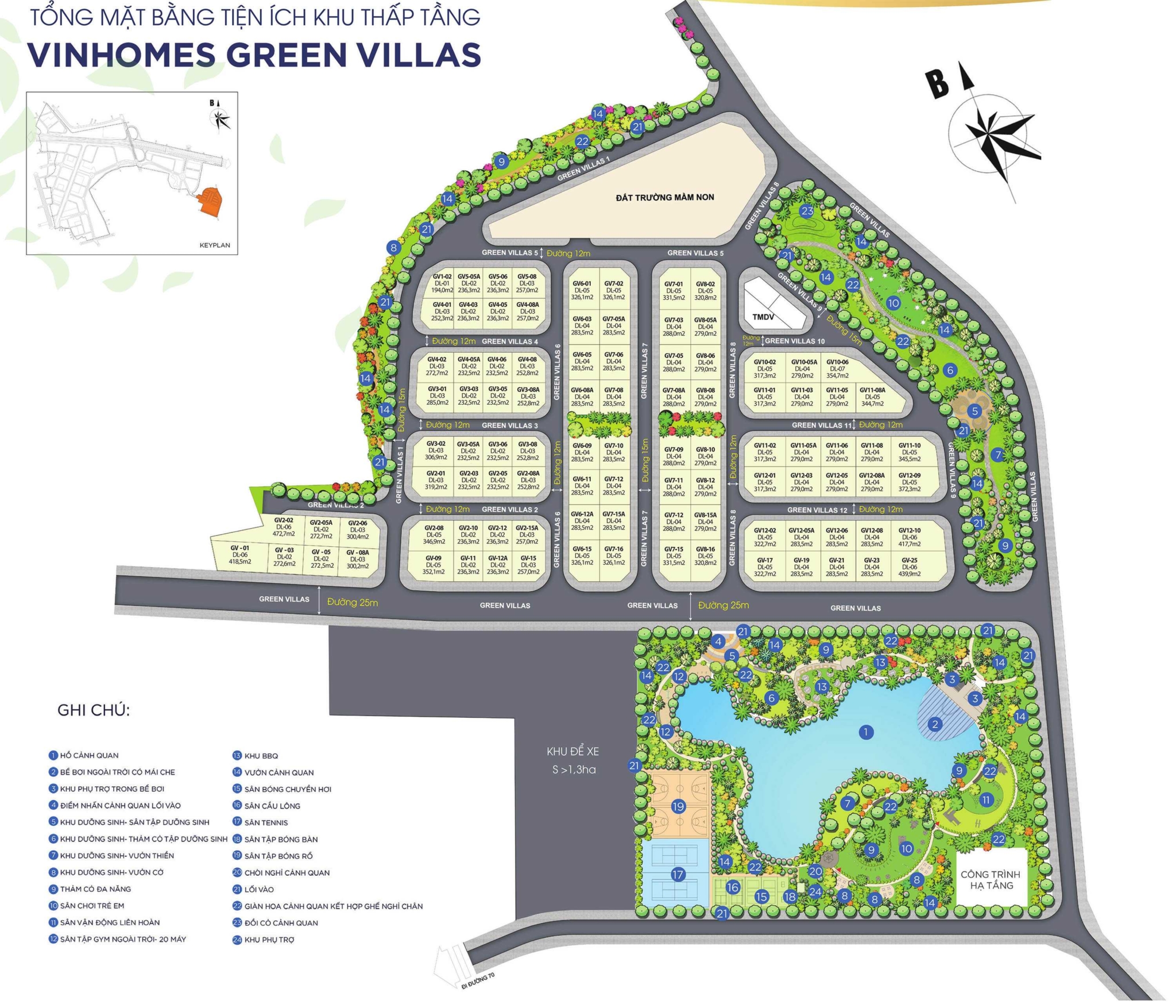 Thiết kế mặt bằng các sản phẩm chính tại Vinhomes Green Villas