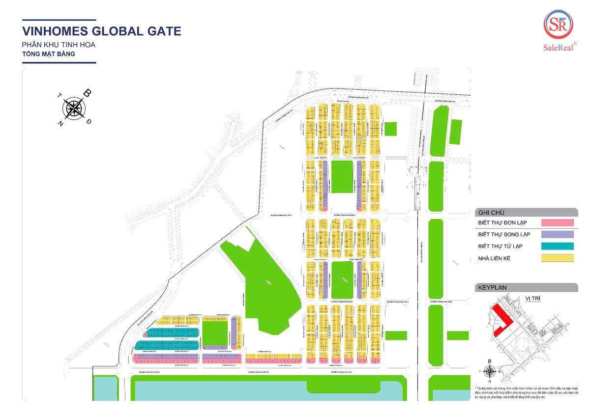 Các loại hình sản phẩm phân khu Tinh Hoa Vinhomes Cổ Loa Global Gate Đông Anh