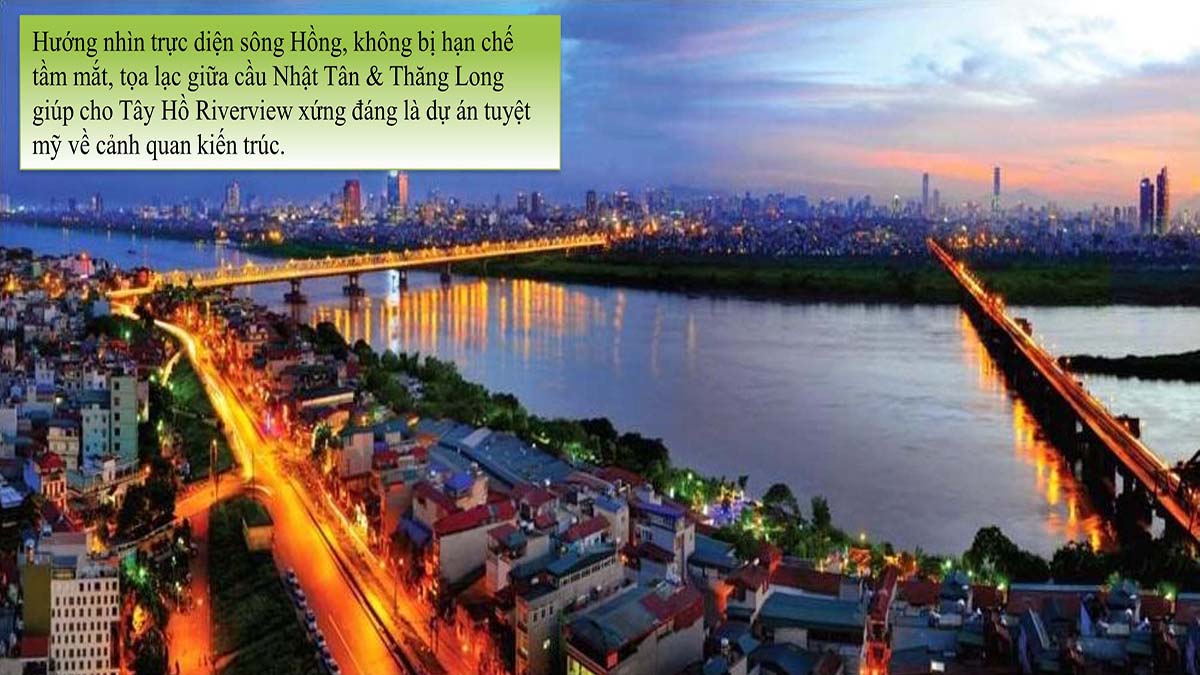 View nhìn thẳng ra sông Hồng