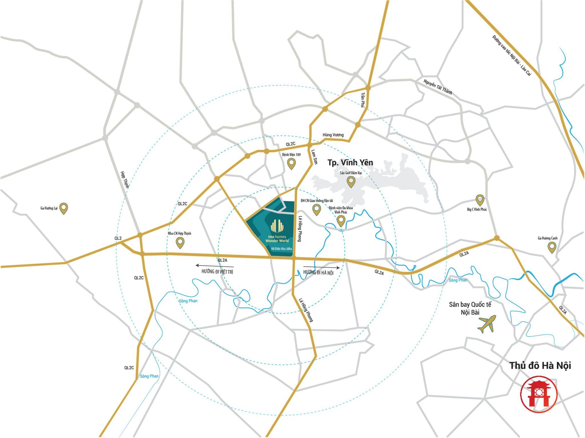 Vị trí TMS Vĩnh Yên - Grand Hyde Park và tọa độ kết nối kim cương tại tâm điểm Vĩnh Phúc