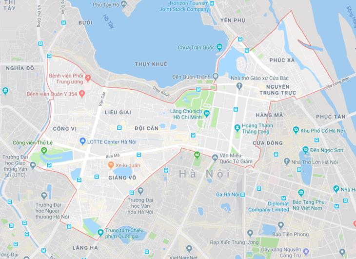 Vị trí quận Ba Đình 