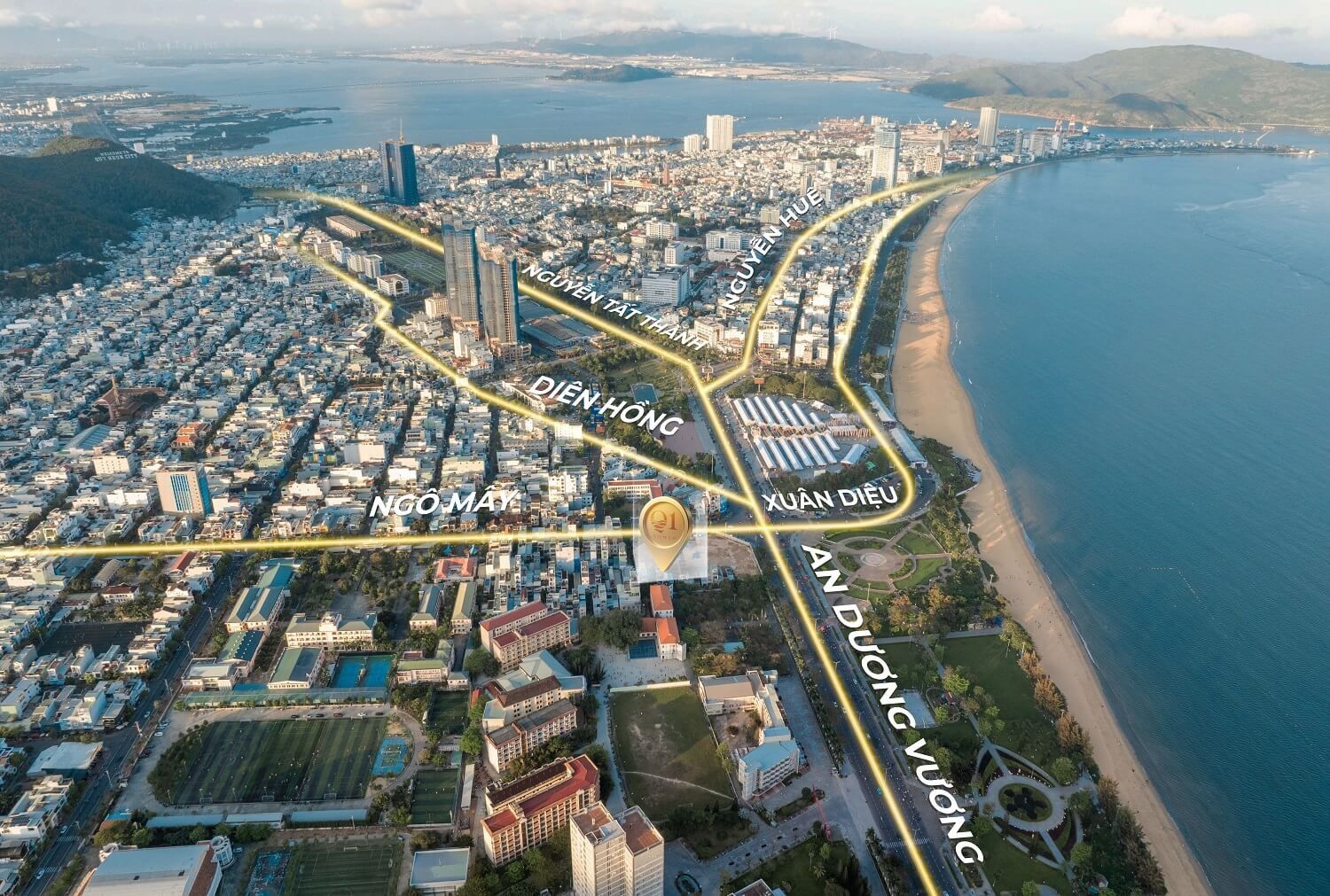 Vị trí Q'Terra Quy Nhơn: Tọa độ kim cương số 1 Ngô Mây ôm trọn vịnh biển
