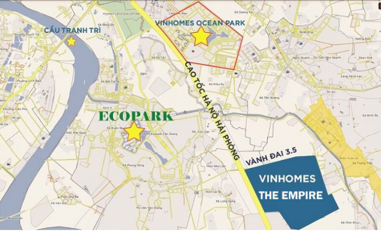 Vị trí Vinhomes Ocean Park 2 The Empire